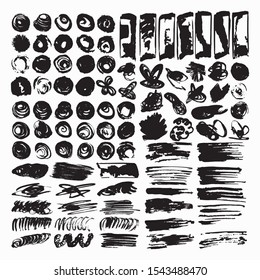 icon of isolated ink spots and lines. Flat abstract symbols compilation for your web design.