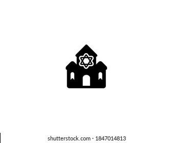 Synagogue vector icon. Isolated Jewish House illustration