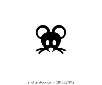 Mouse vector icon. Isolated mouse, rat face illustration