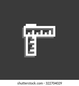 An Icon Isolated on a Grey Background - Ruler Crossed Over