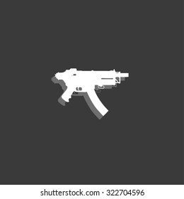 An Icon Isolated on a Grey Background - MAchine Gun