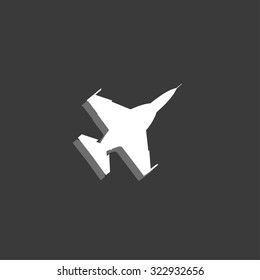 An Icon Isolated on a Grey Background - Fighter Jet