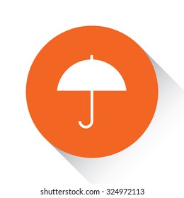 An Icon Isolated on a Orange Circle with Shadow - Umbrella