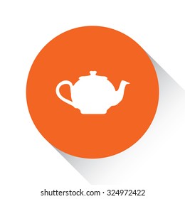 An Icon Isolated on a Orange Circle with Shadow - Teapot