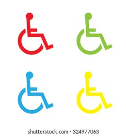 An Icon Isolated on a White Background in a Variety of Colours - Wheelchair