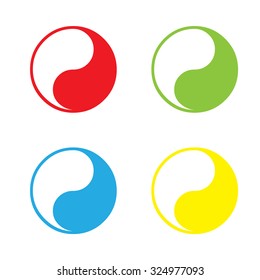 An Icon Isolated on a White Background in a Variety of Colours - Yin Yang