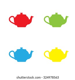 An Icon Isolated on a White Background in a Variety of Colours - Teapot