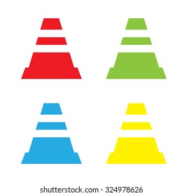 An Icon Isolated on a White Background in a Variety of Colours - Traffic Cone