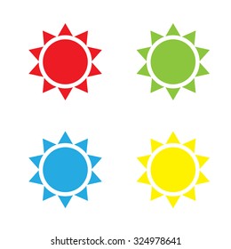 An Icon Isolated on a White Background in a Variety of Colours - Sun
