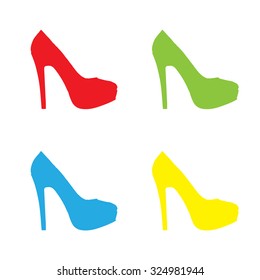 An Icon Isolated on a White Background in a Variety of Colours - High Heel