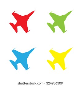 An Icon Isolated on a White Background in a Variety of Colours - Fighter Jet