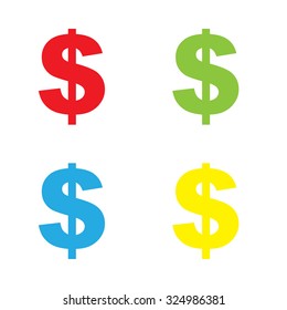 An Icon Isolated on a White Background in a Variety of Colours - Dollar