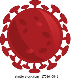 Symbol der isolierten roten Mikroskopie-Zelle von Coronavirus - SARS-CoV-2 Bakterien