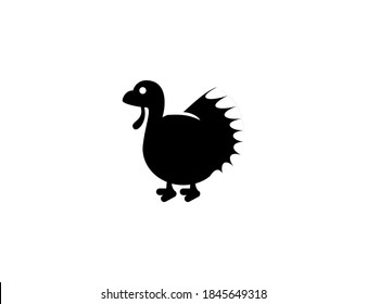 Turkey vector icon. Isolated turkey bird illustration