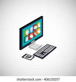 Icon of isometric computer design, vector illustration