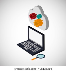Icon of isometric laptop design, vector illustration