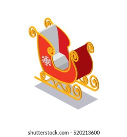 Icon isometric Santa's sleigh