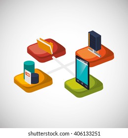 Icon of isometric smartphone design, vector illustration