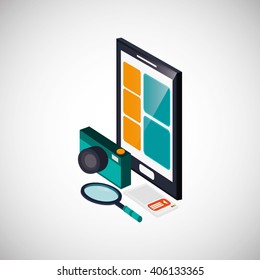 Icon of isometric smartphone design, vector illustration