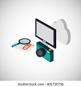 Icon of isometric technology design, vector illustration