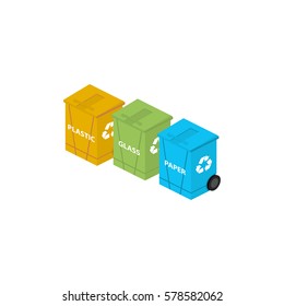 Icon isometric waste container. Waste sorting.