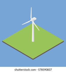 Icon Isometric Wind Turbine. Alternative Energy