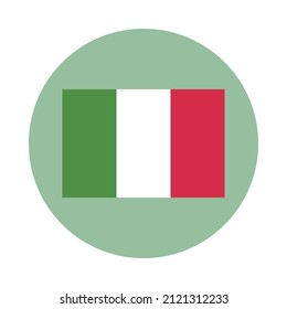 Eine Ikone der italienischen Flagge in einem runden Kreis. Ein Land in Europa. Vektorgrafik.