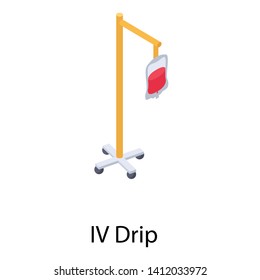 
Icon of iv drip in isometric design.
