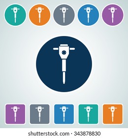 Icon of Jack Hammer in Multi Color Circle & Square Shape. Eps-10.