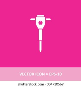 Icon of Jack Hammer on Magenta Color Background. Eps-10.