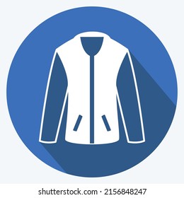 Icon Jacket. suitable for men accessories symbol. long shadow style. simple design editable. design template vector. simple symbol illustration