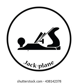 Icon of jack-plane. Thin circle design. Vector illustration.