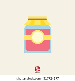 Icon of jam jar with label and paper cover