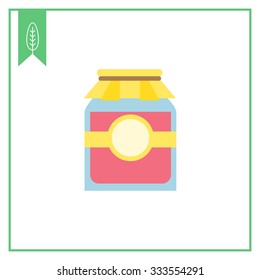 Icon of jam jar with label and paper cover
