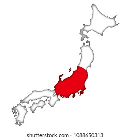 Icon of Japanese map and national flag combined, vector data