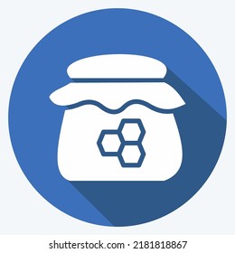 Icon Jar of Honey. suitable for Bee Farm. Long Shadow Style. simple design editable. design template vector. simple illustration