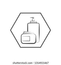 Icon jars with cosmetics. Transparent background, vector illustration.