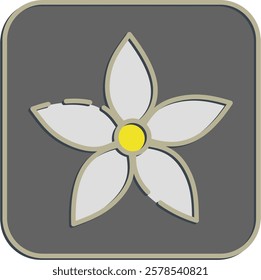 Icon jasmine. Beautiful flowers elements. Icon in embossed style.
