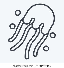 Icon Jelly Fish. related to Seafood symbol. line style. simple design illustration