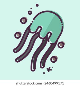 Icon Jelly Fish. related to Seafood symbol. MBE style. simple design illustration
