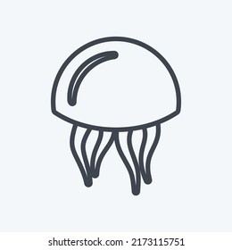 Icon Jelly Fish. suitable for Sea symbol. line style. simple design editable. design template vector. simple symbol illustration