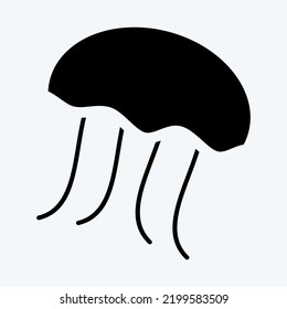 Icon Jelly Fish. suitable for seafood symbol. glyph style. simple design editable. design template vector. simple illustration