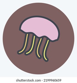 Icon Jelly Fish. suitable for seafood symbol. color mate style. simple design editable. design template vector. simple illustration