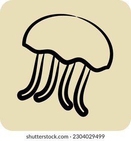Icon Jelly Fish. suitable for seafood symbol. hand drawn style. simple design editable. design template