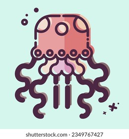 Icon Jellyfish. related to Alaska symbol. MBE style. simple design editable. simple illustration