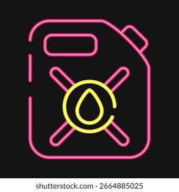 Icon jerrycan. Oil Industry elements. Icon in neon style.