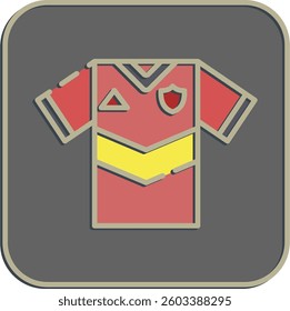 Icon jersey. Football and soccer elements. Icon in embossed style.