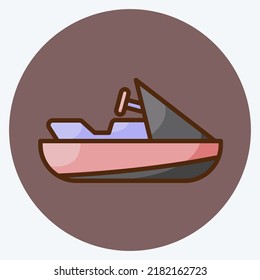 Icon Jet Ski. suitable for Education symbol. flat style. simple design editable. design template vector. simple illustration