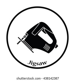 Icon of jigsaw icon. Thin circle design. Vector illustration.