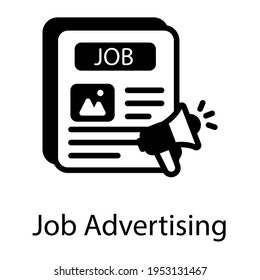 Icono de la publicidad de trabajo en diseño sólido